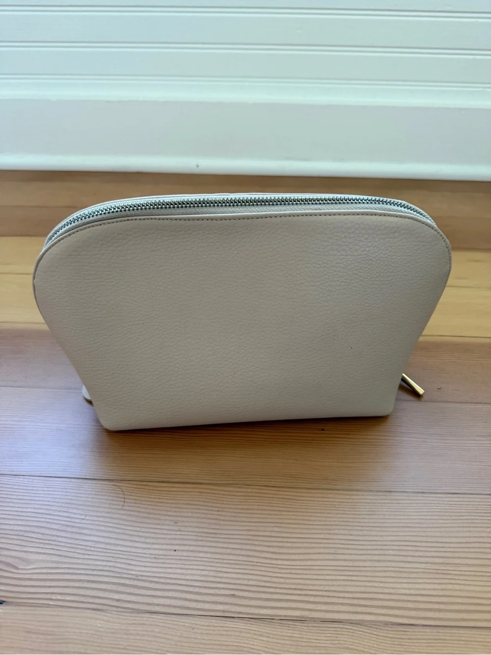 Cuyana Large Pebbled Leather Cosmetics Pouch Pink AS-IS Flawed Lining Retail $98